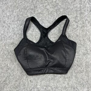 SYROKAN Sports Bra Womens 32G Black High Impact Racerback Animal Print Wireless